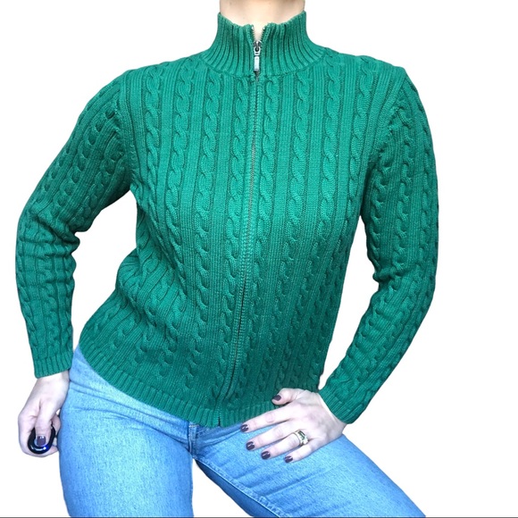 L.L. Bean Sweaters - LL Bean cable knit full zip cardigan sweater